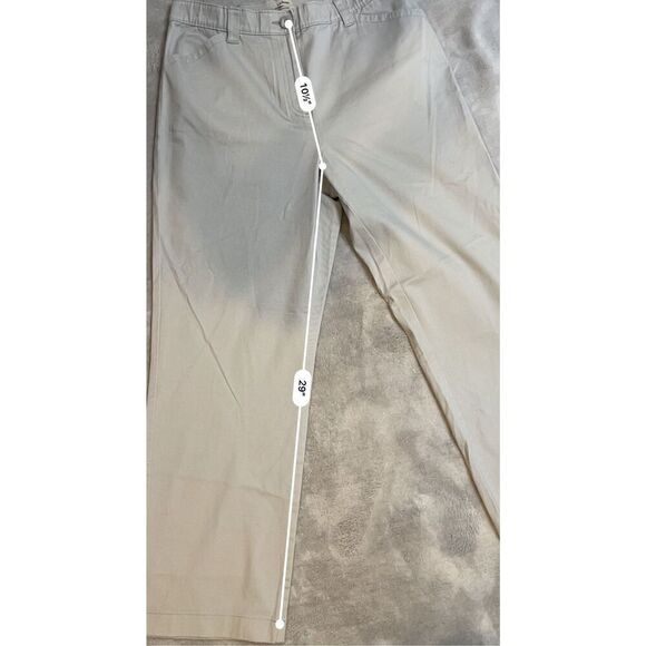 LL Bean Light Gray Straight Leg Stretch Waist Pants 14 - Picture 5 of 8